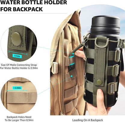 Molle Water Bottle Holder for Backpack,Drawstring Adjustable Straps Molle Pouches for 20 32 36 48 Oz Water Bottle